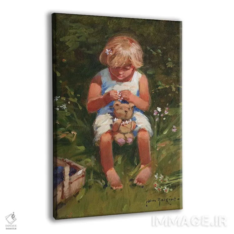 تابلو دکوراتیو دختر گل مروارید اثر جان هاسکینز - نمای پرسپکتیو محصول