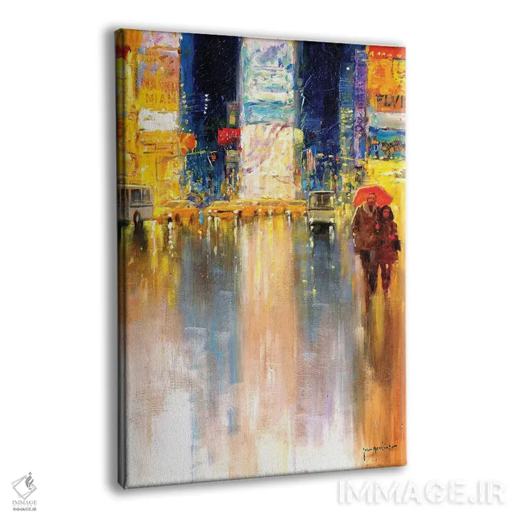 تابلو انتزاعی عصر میدان تایمز اثر جان هاسکینز - نمای پرسپکتیو محصول