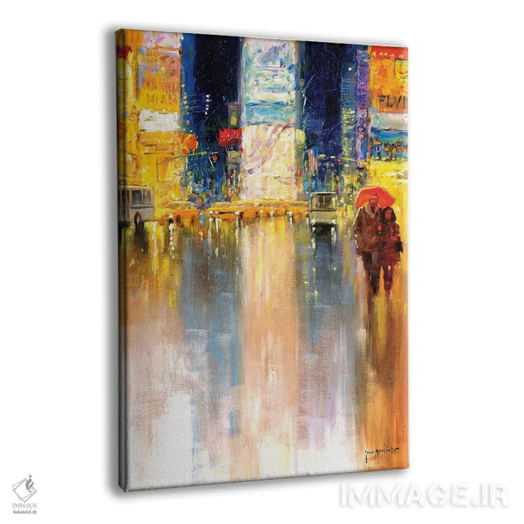 تابلو انتزاعی عصر میدان تایمز اثر جان هاسکینز - نمای پرسپکتیو محصول