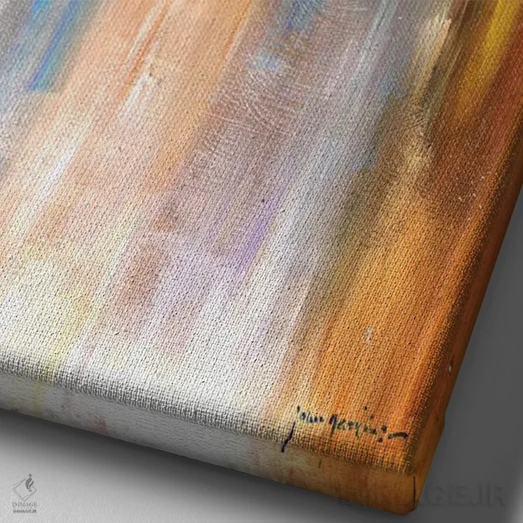 تابلو انتزاعی عصر میدان تایمز اثر جان هاسکینز - نمای نزدیک بافت بوم