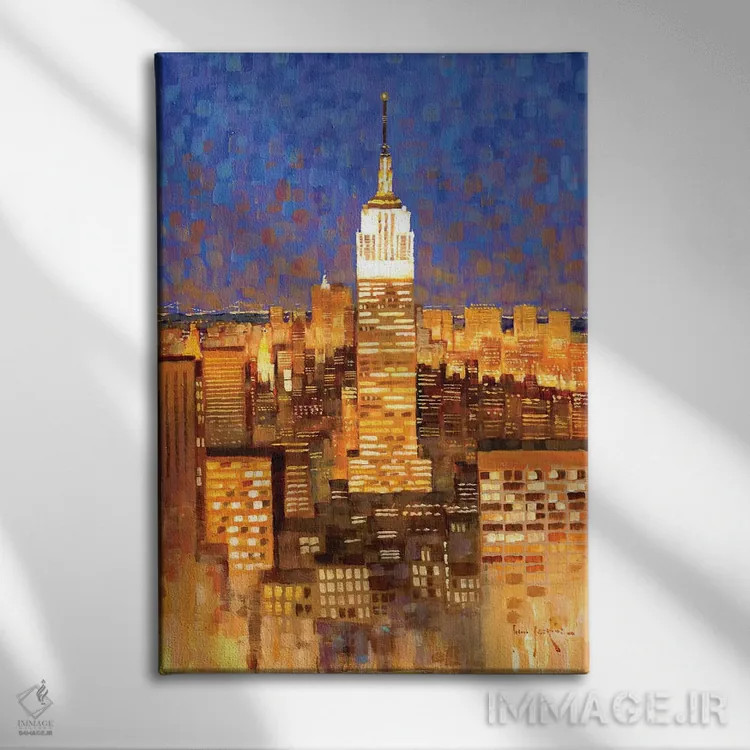 تابلو دکوراتیو منظره افقی ساختمان امپایر استیت اثر جان هاسکینز - نمای روبهرو روی دیوار