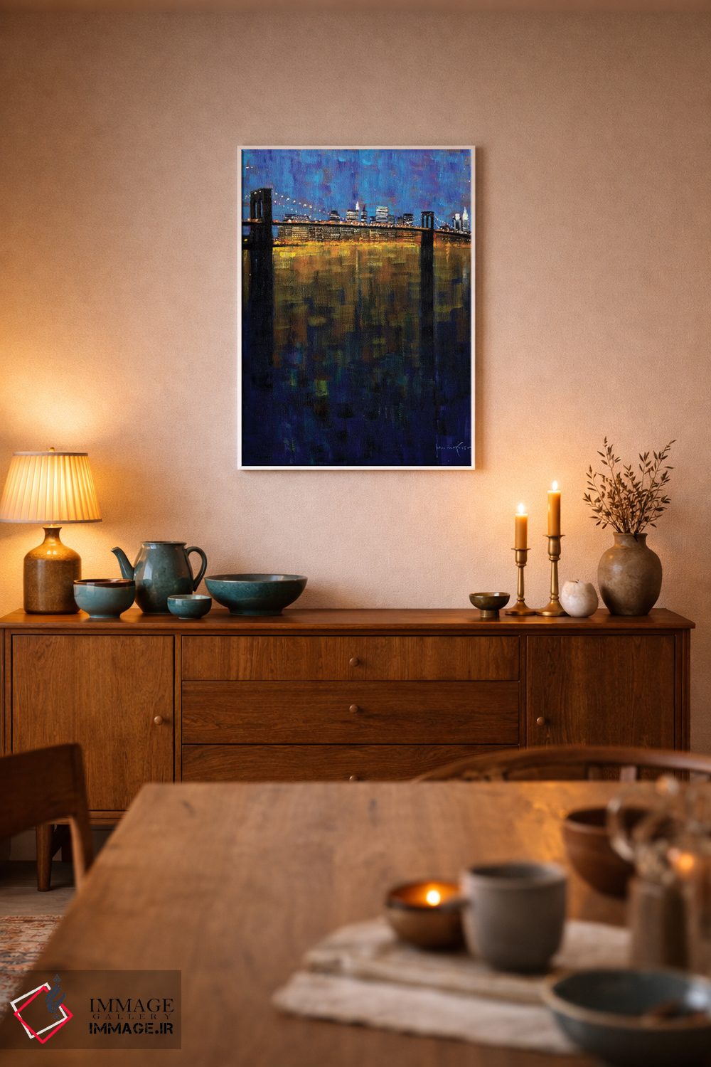تابلو دکوراتیو نکتورن پل بروکلین اثر جان هاسکینز - D6W