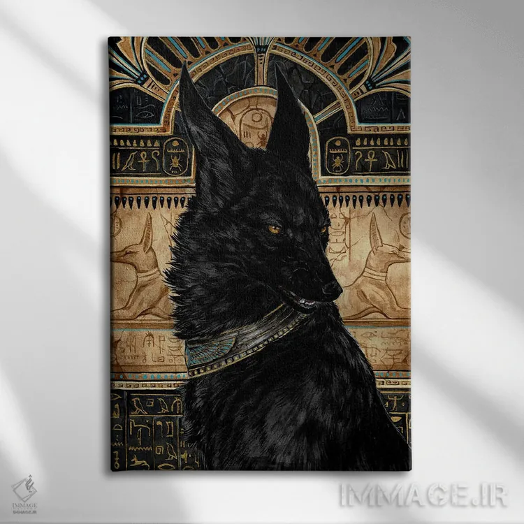 تابلو دکوراتیو آنوبیس، خدای مرگ اثر جونا هیتینن - نمای روبهرو روی دیوار
