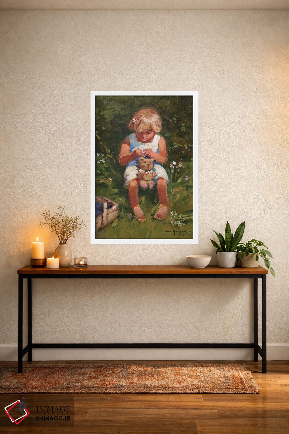 تابلو دکوراتیو دختر گل مروارید اثر جان هاسکینز - D3W