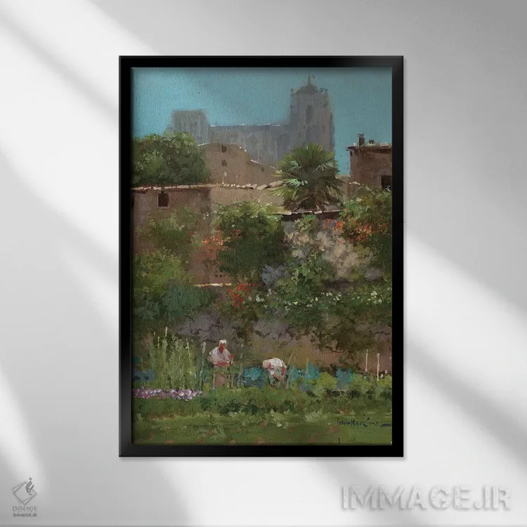 تابلو دکوراتیو باغ های صومعه اثر جان هاسکینز - نمای قابدار مشکی