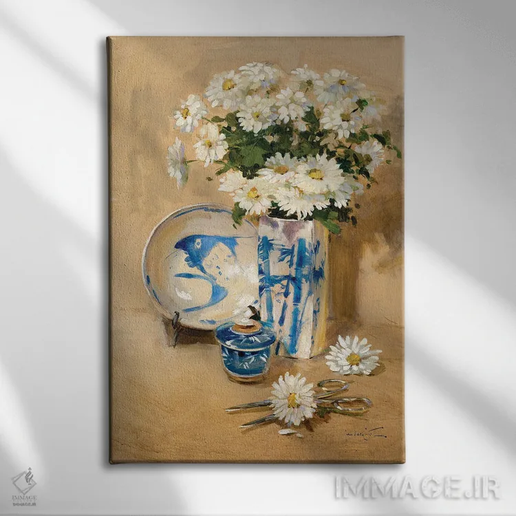 تابلو دکوراتیو بابونه ها اثر جان هاسکینز - نمای روبهرو روی دیوار