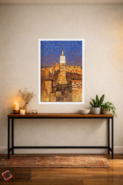 تابلو دکوراتیو منظره افقی ساختمان امپایر استیت اثر جان هاسکینز - D3W