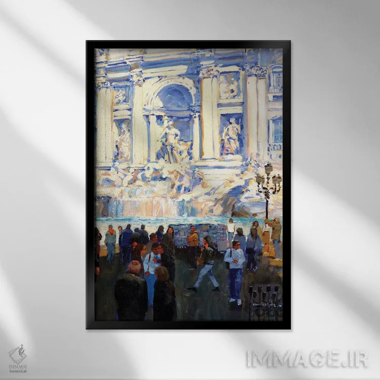 تابلو دکوراتیو فواره تروی اثر جان هاسکینز - نمای قابدار مشکی