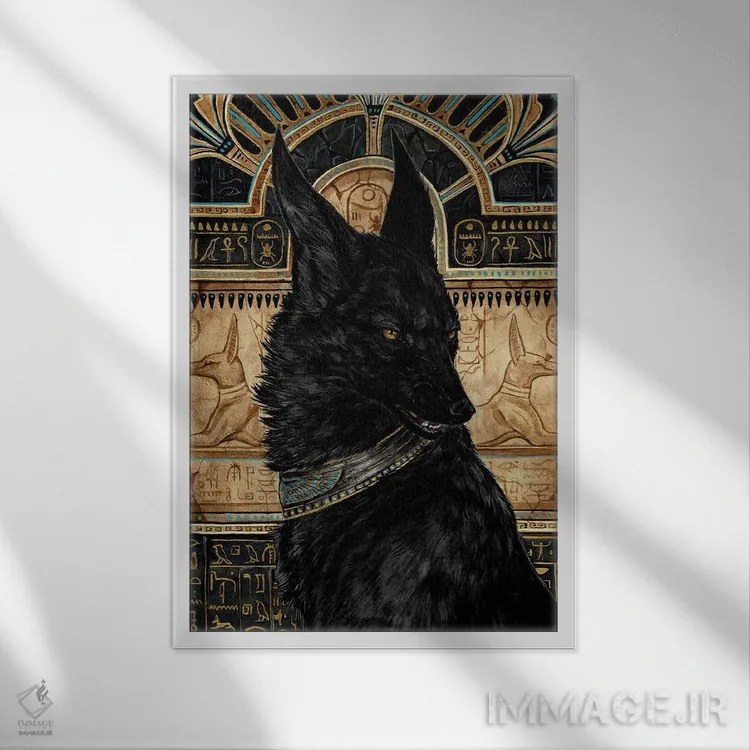 تابلو دکوراتیو آنوبیس، خدای مرگ اثر جونا هیتینن - نمای قابدار سفید