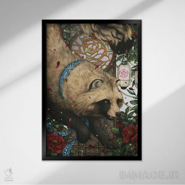 تابلو دکوراتیو تانوکی اثر جونا هیتینن - نمای قابدار مشکی