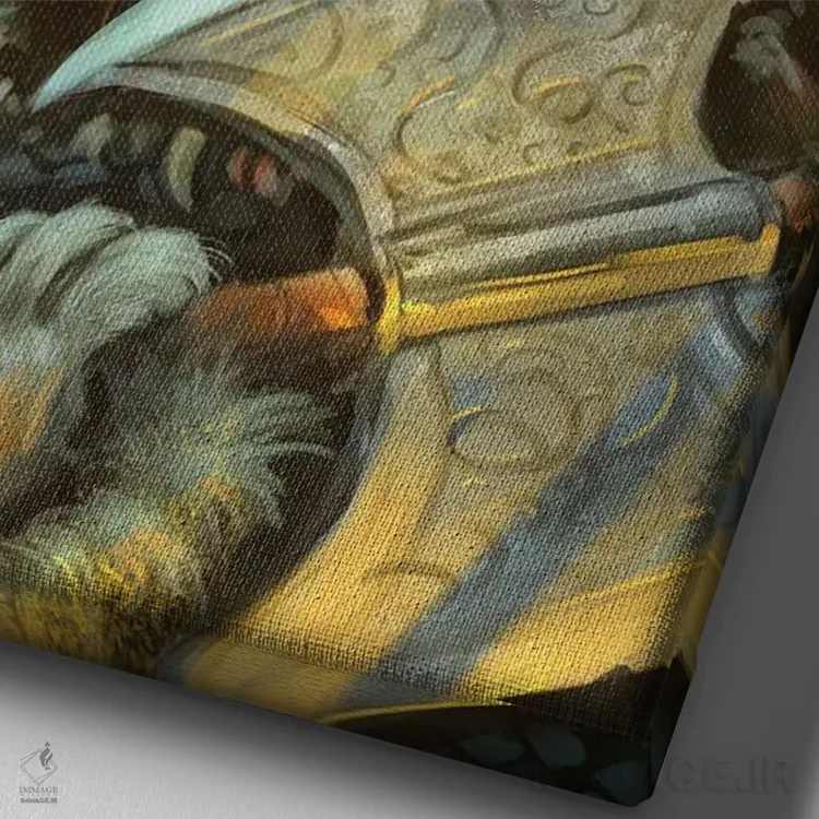 تابلو دکوراتیو هاگار توپ مویی اثر جف هینی - نمای نزدیک بافت بوم