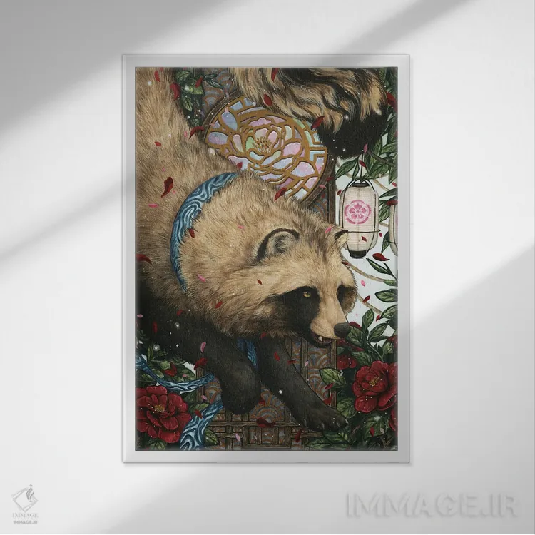 تابلو دکوراتیو تانوکی اثر جونا هیتینن - نمای قابدار سفید