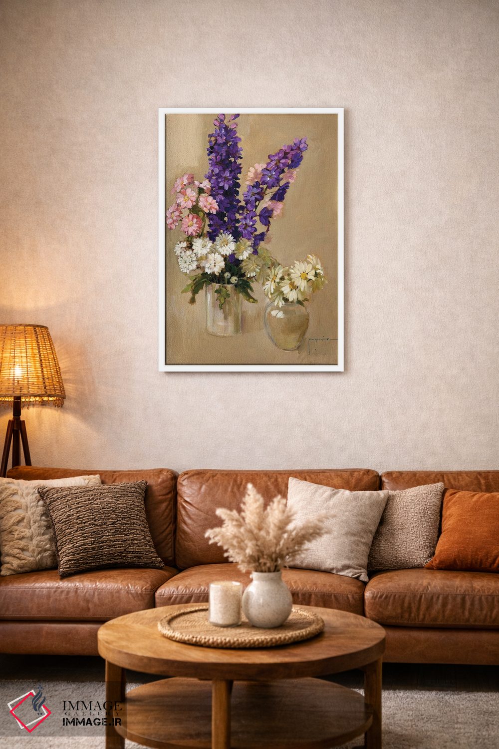 تابلو دکوراتیو صورتی، بنفش و سفید اثر جان هاسکینز - D2W