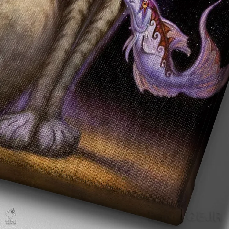 تابلو دکوراتیو فانتزی گربه سانان اثر جف هینی - نمای نزدیک بافت بوم