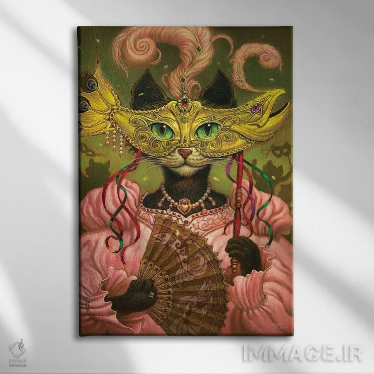 تابلو دکوراتیو گربه پنهان اثر جف هینی - نمای روبهرو روی دیوار