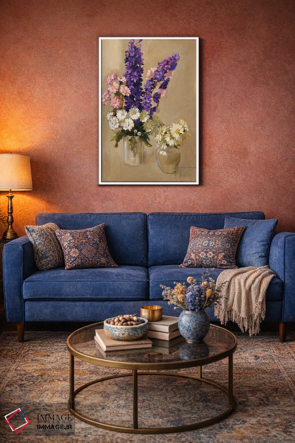 تابلو دکوراتیو صورتی، بنفش و سفید اثر جان هاسکینز - D3W