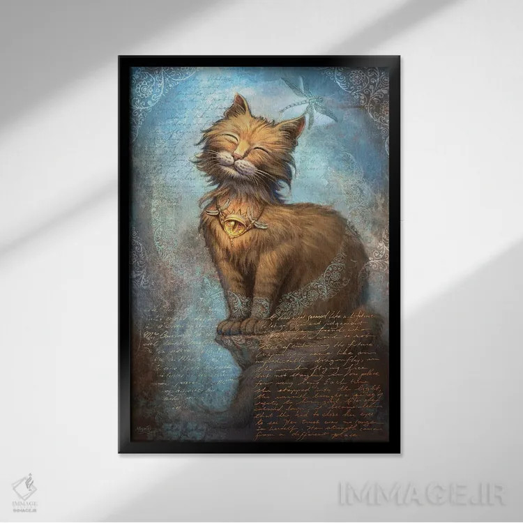 تابلو دکوراتیو چشم های ایمان اثر جف هینی - نمای قابدار مشکی