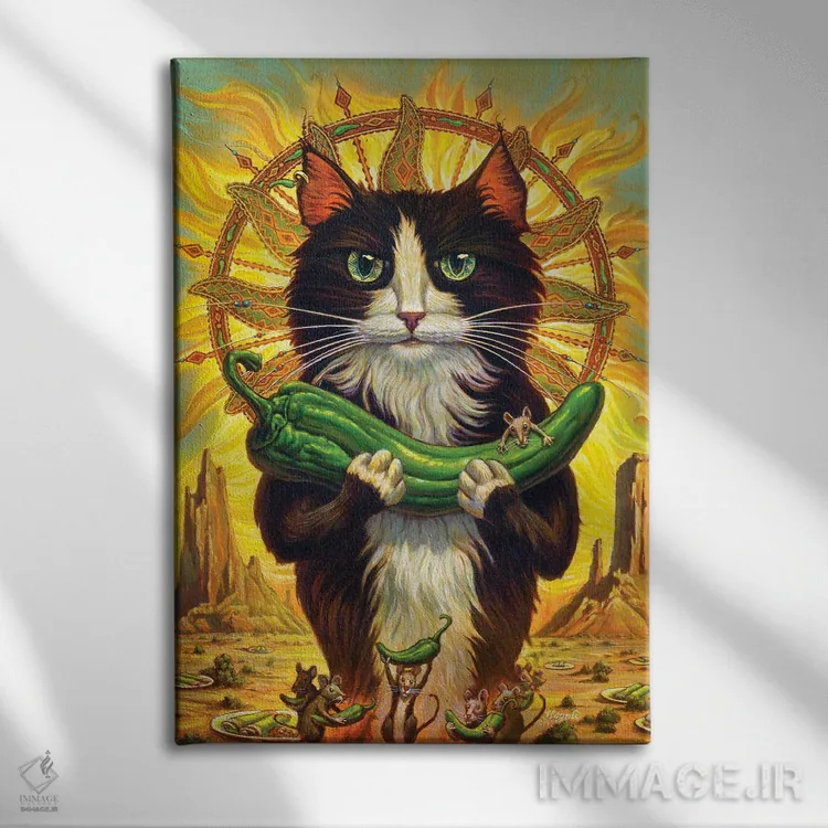 تابلو دکوراتیو قدیس حامی فلفل سبز اثر جف هینی - نمای روبهرو روی دیوار