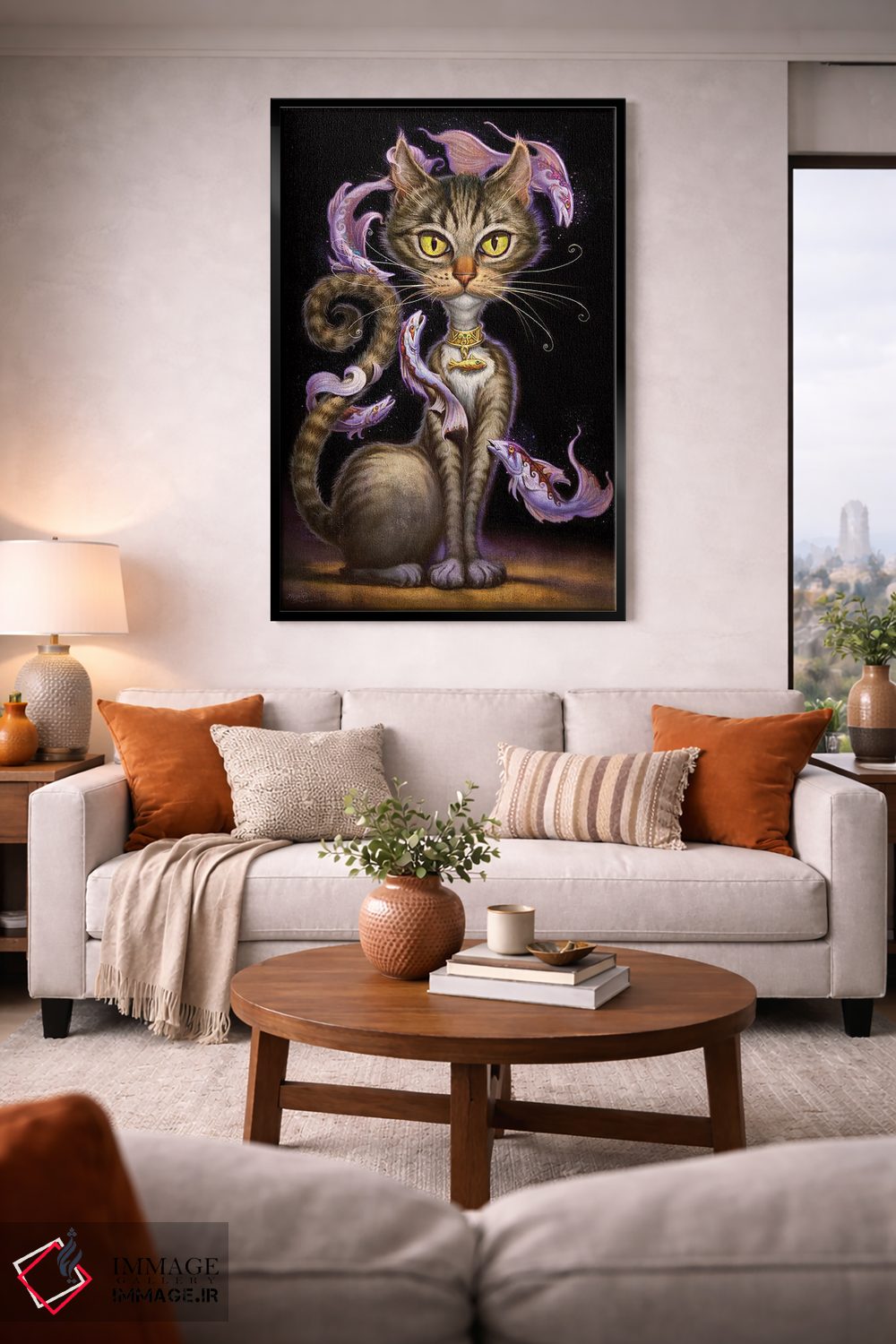 تابلو دکوراتیو فانتزی گربه سانان اثر جف هینی - D2B