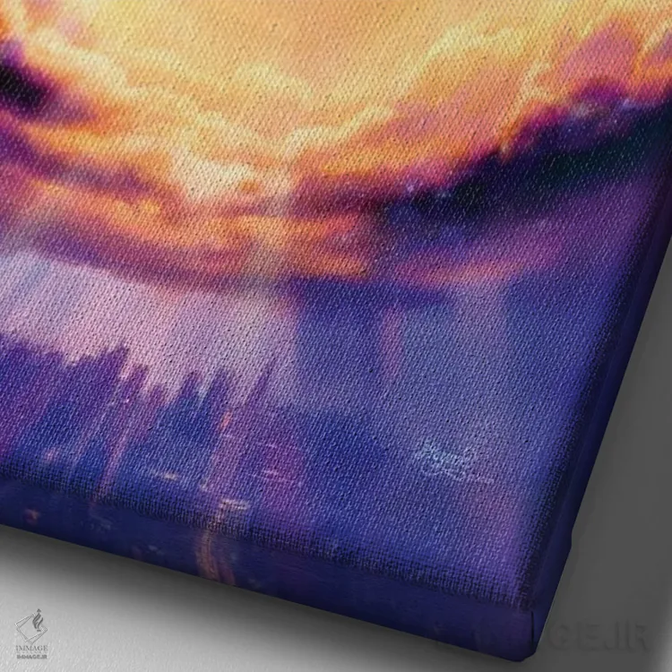 تابلو دکوراتیو شیر یهودا اثر جف هینی - نمای نزدیک بافت بوم