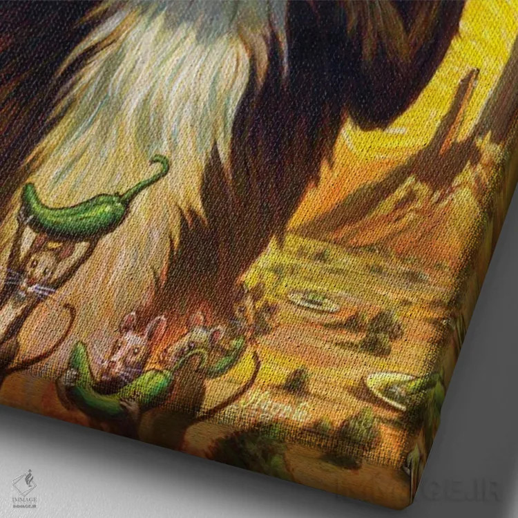 تابلو دکوراتیو قدیس حامی فلفل سبز اثر جف هینی - نمای نزدیک بافت بوم