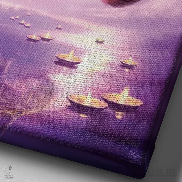 تابلو دکوراتیو لونا اثر جف هینی - نمای نزدیک بافت بوم