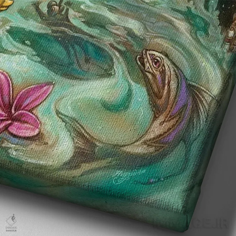 تابلو دکوراتیو گربه نازپرورده اثر جف هینی - نمای نزدیک بافت بوم