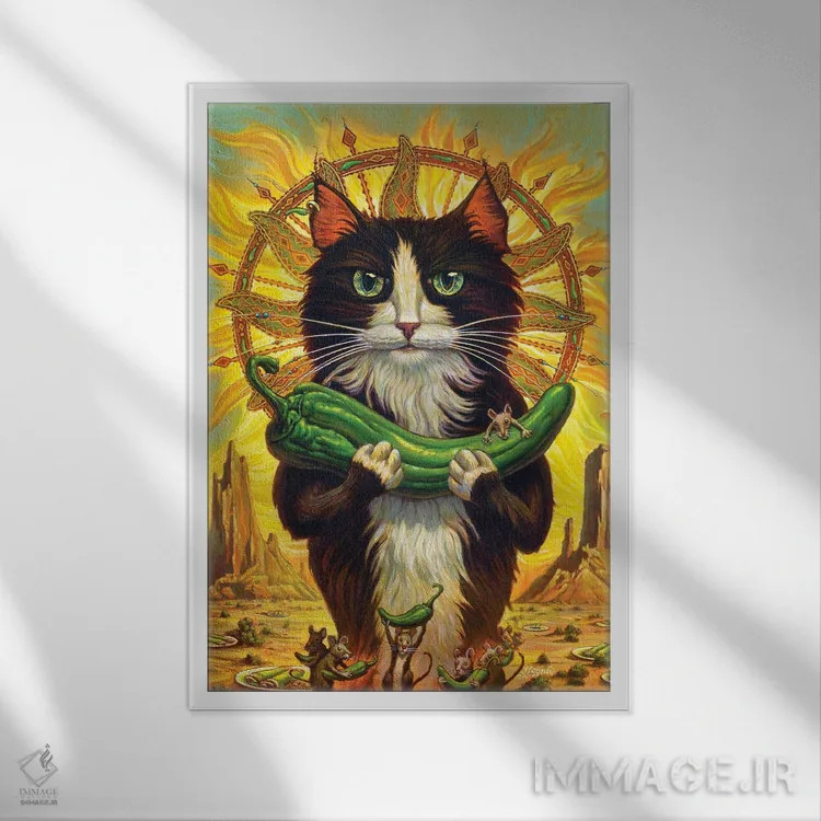 تابلو دکوراتیو قدیس حامی فلفل سبز اثر جف هینی - نمای قابدار سفید