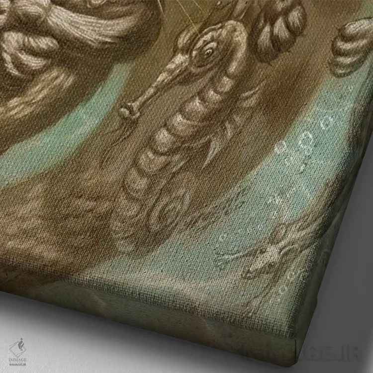 تابلو دکوراتیو پری دریایی-گربه اثر جف هینی - نمای نزدیک بافت بوم