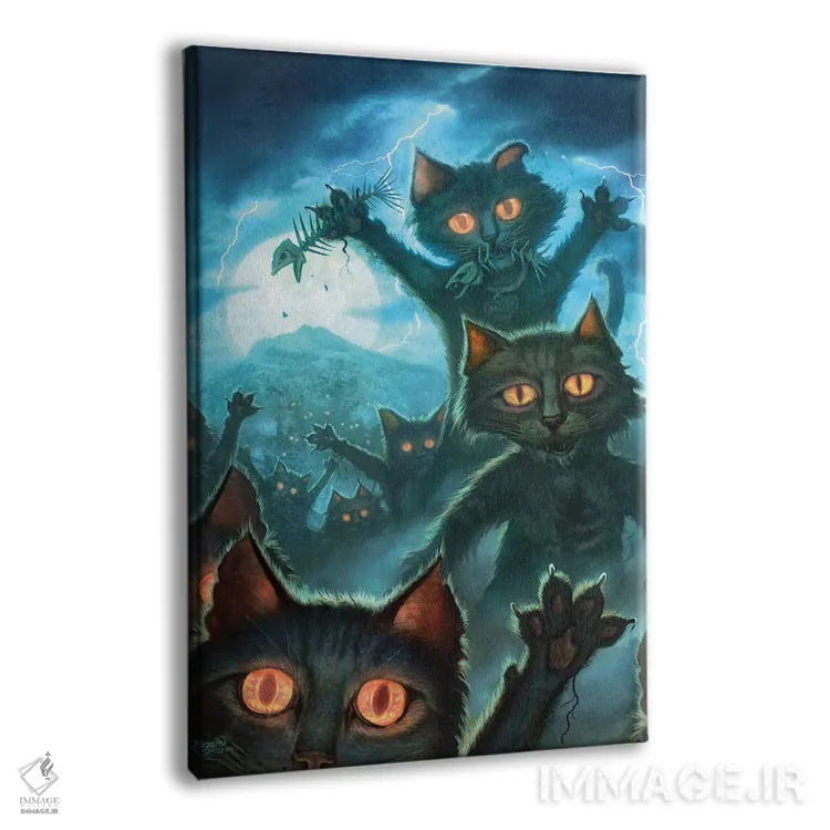 تابلو دکوراتیو گربه های زامبی اثر جف هینی - نمای پرسپکتیو محصول