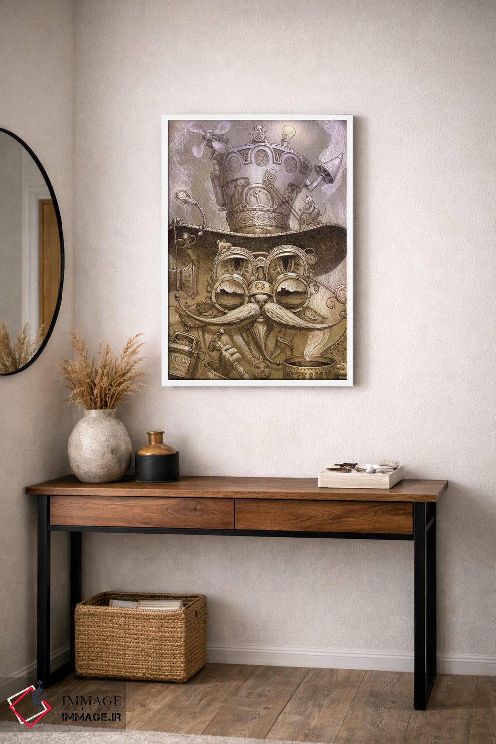 تابلو دکوراتیو پدر گربه استیم پانک اثر جف هینی - D4W