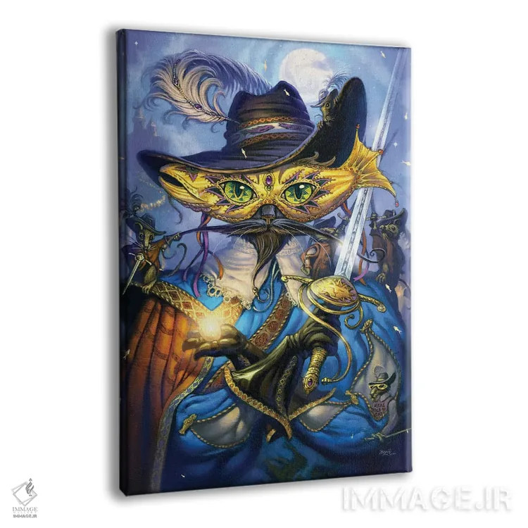 تابلو دکوراتیو گربه شوخ طبع جنتلمن وار اثر جف هینی - نمای پرسپکتیو محصول