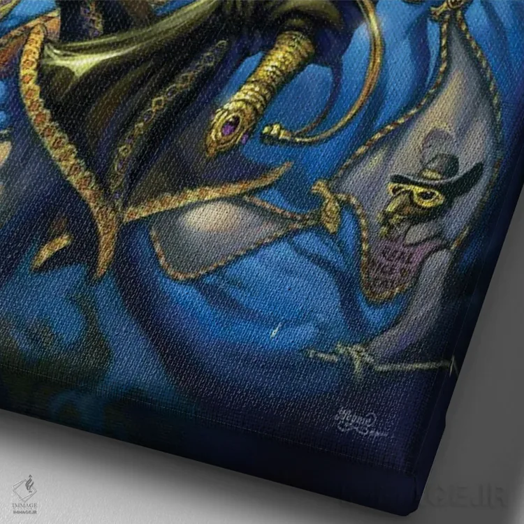 تابلو دکوراتیو گربه شوخ طبع جنتلمن وار اثر جف هینی - نمای نزدیک بافت بوم