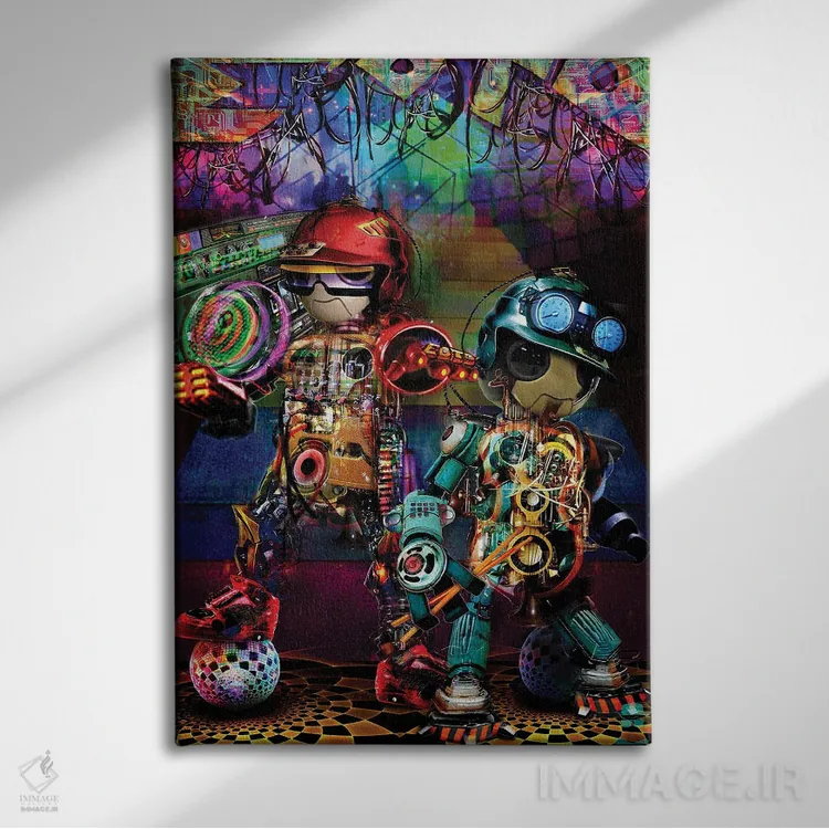 تابلو دکوراتیو ربات های بوم باکس اثر جامبی - نمای روبهرو روی دیوار