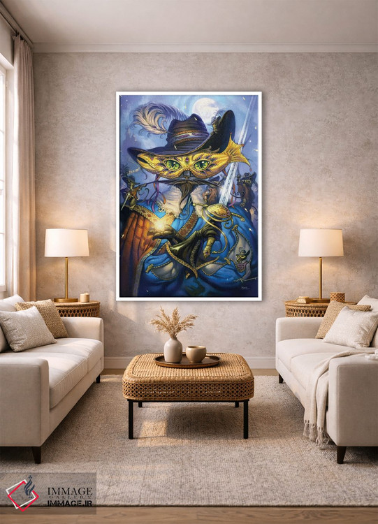 تابلو دکوراتیو گربه شوخ طبع جنتلمن وار اثر جف هینی - D1W