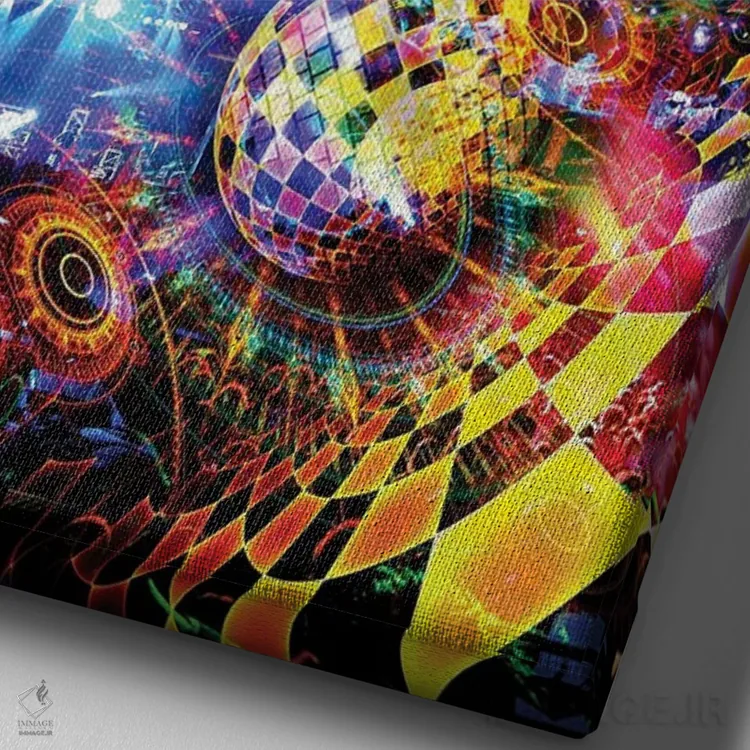 تابلو دکوراتیو دیسکو اثر جامبی - نمای نزدیک بافت بوم