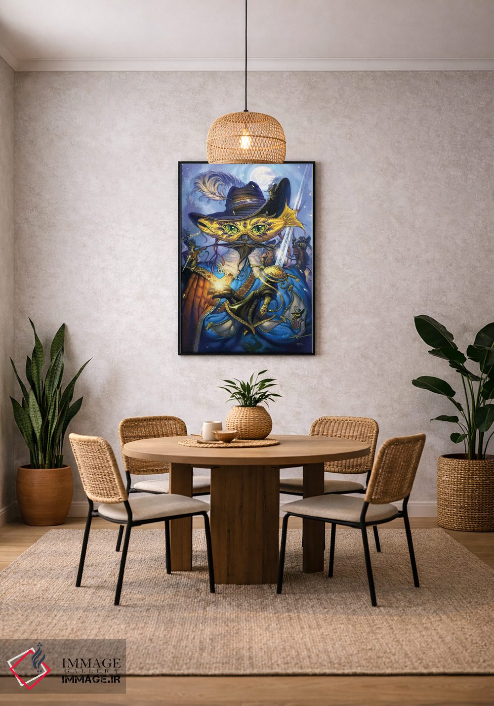 تابلو دکوراتیو گربه شوخ طبع جنتلمن وار اثر جف هینی - D3B