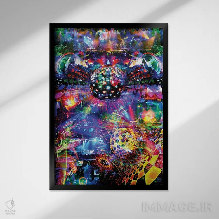 تابلو دکوراتیو دیسکو اثر جامبی - نمای قابدار مشکی