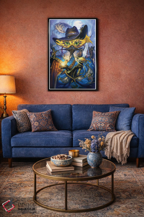 تابلو دکوراتیو گربه شوخ طبع جنتلمن وار اثر جف هینی - D4B