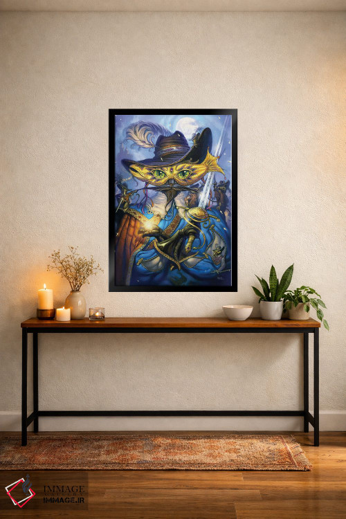 تابلو دکوراتیو گربه شوخ طبع جنتلمن وار اثر جف هینی - D5B