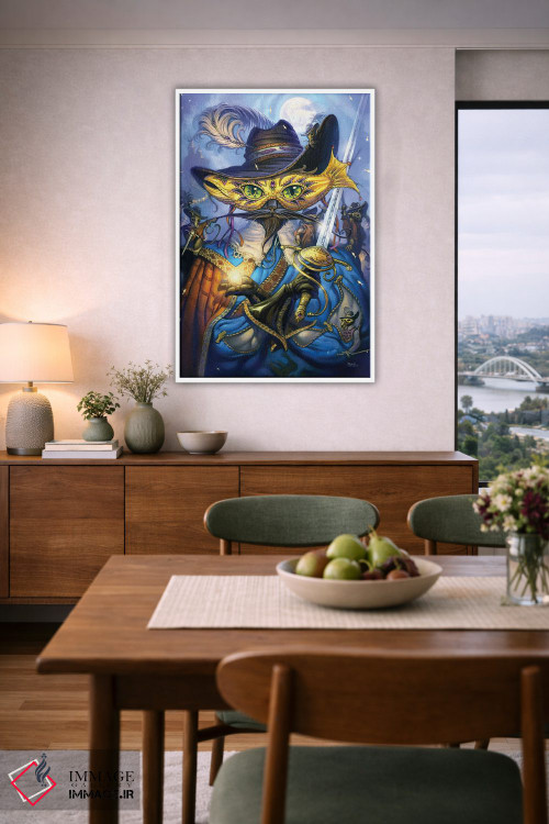 تابلو دکوراتیو گربه شوخ طبع جنتلمن وار اثر جف هینی - D6W