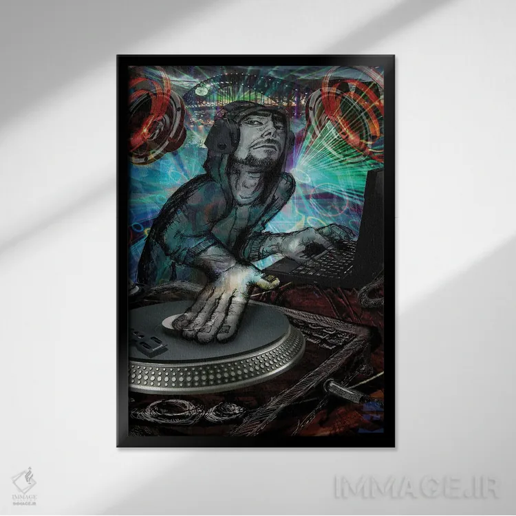 تابلو دکوراتیو پسر دی جی اثر جامبی - نمای قابدار مشکی