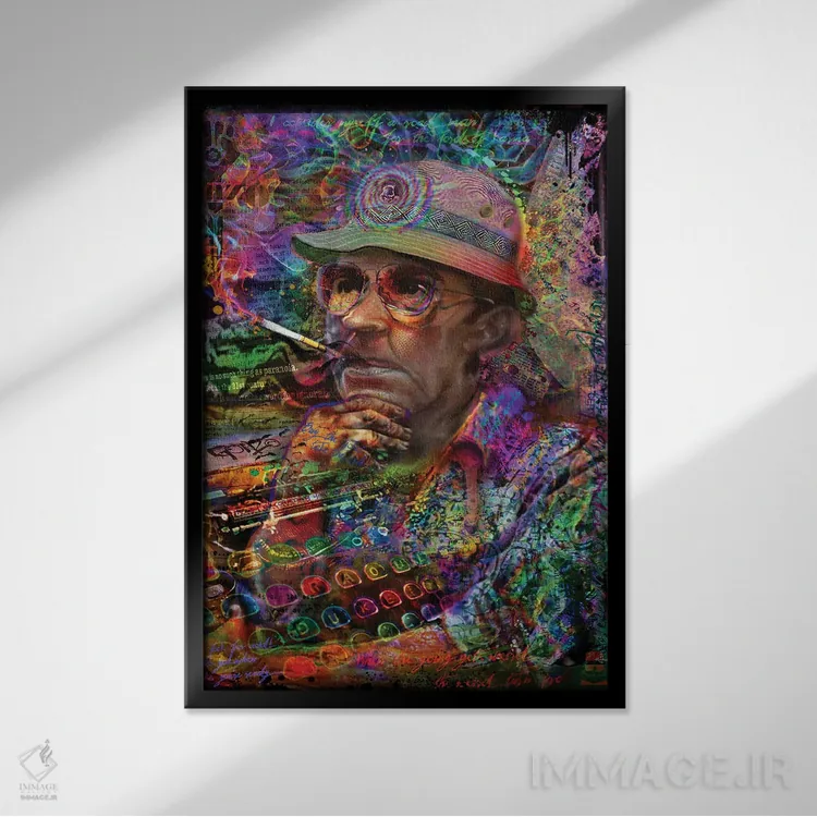 تابلو دکوراتیو دکتر هانتر اس. تامپسون اثر جامبی - نمای قابدار مشکی