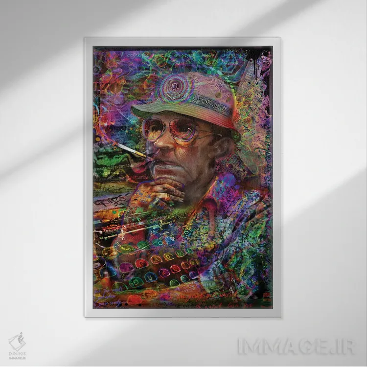 تابلو دکوراتیو دکتر هانتر اس. تامپسون اثر جامبی - نمای قابدار سفید