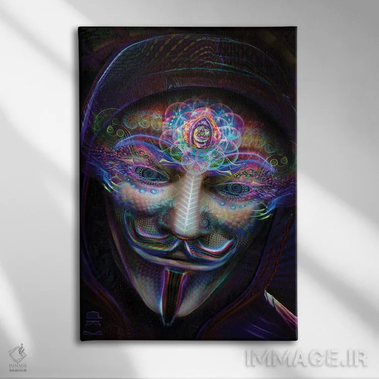تابلو دکوراتیو چشمان باز گای فاکس اثر جامبی - نمای روبهرو روی دیوار