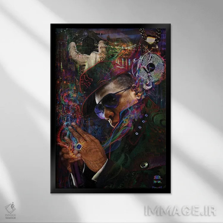 تابلو دکوراتیو جی زی اثر جامبی - نمای قابدار مشکی