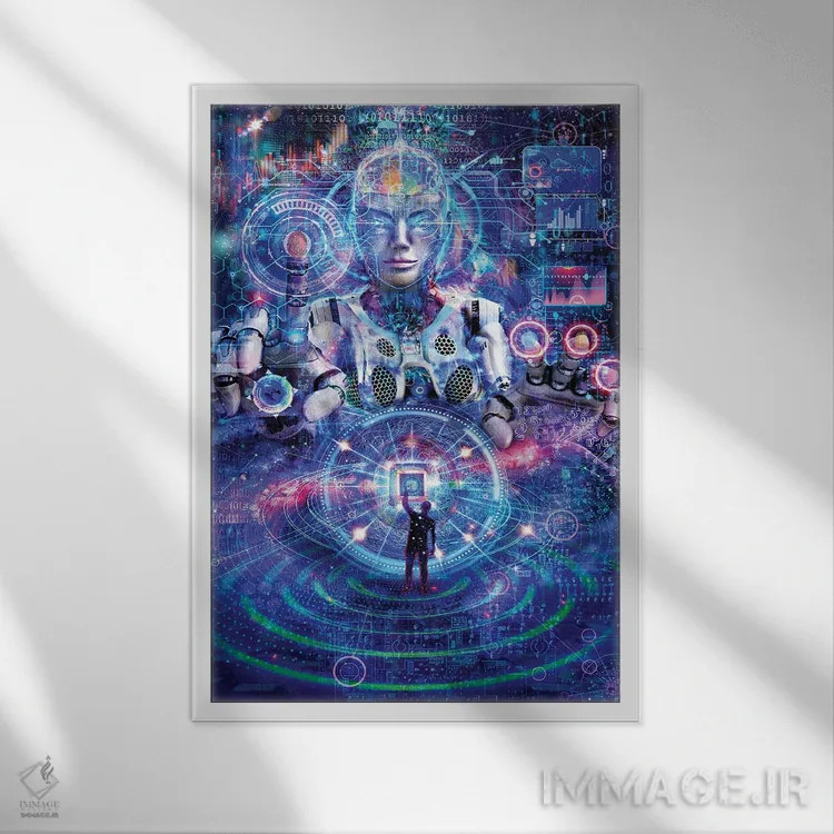 تابلو دکوراتیو آفرینش اثر جامبی - نمای قابدار سفید