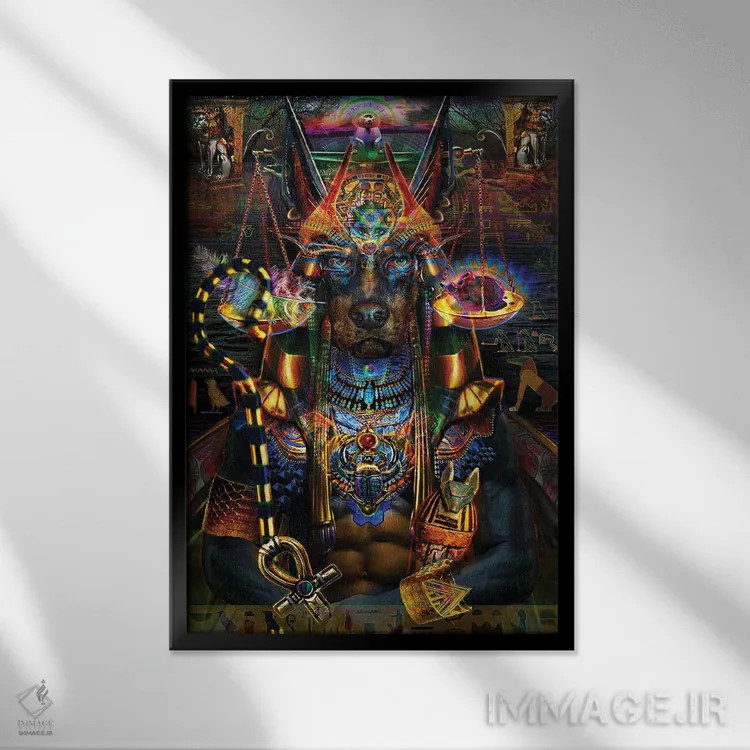 تابلو دکوراتیو آنوبیس اثر جامبی - نمای قابدار مشکی