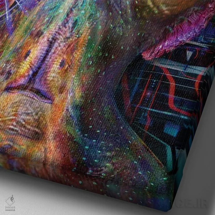 تابلو دکوراتیو لری اثر جامبی - نمای نزدیک بافت بوم