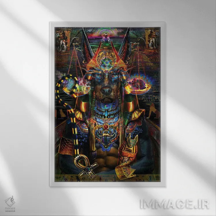 تابلو دکوراتیو آنوبیس اثر جامبی - نمای قابدار سفید